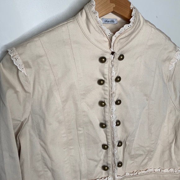 Soda Blu Tan eyelet lace military style jacket - Picture 3 of 8